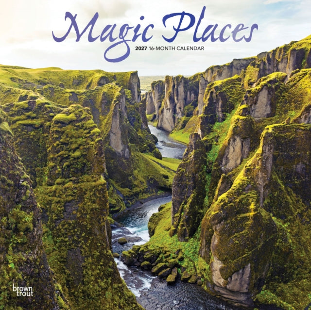 Magic Places 2027 12 X 24 Inch (Hanging) Monthly Square Wall Calendar Foil Stamped Cover Plastic-Free cover