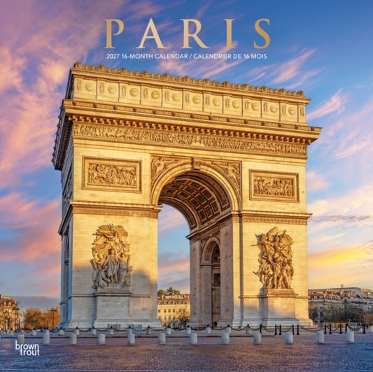 Paris 2027 12 X 24 Inch (Hanging) Monthly Square Wall Calendar Foil Stamped Cover English/French Bilingual Plastic-Free cover