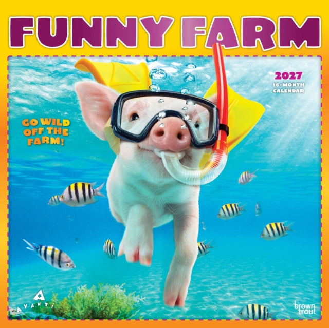 Avanti Funny Farm Official 2027 12 X 24 Inch (Hanging) Monthly Square Wall Calendar Foil Stamped Cover Plastic-Free cover