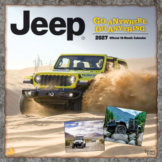Jeep OFFICIAL | 2027 12 x 24 Inch (Hanging) Monthly Square Wall Calendar | Plastic-Free | BrownTrout | Offroad Motor Car cover