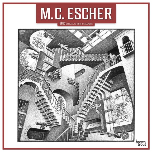 M.C. Escher Official 2027 12 X 24 Inch (Hanging) Monthly Square Wall Calendar Plastic-Free cover