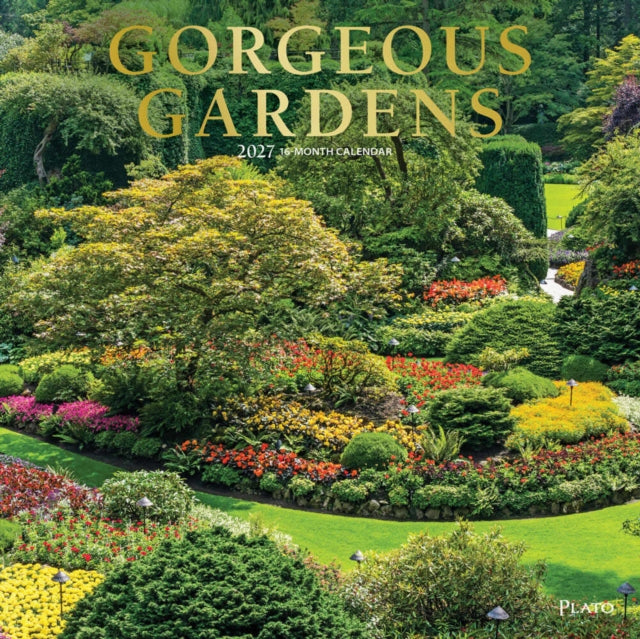 Gorgeous Gardens | 2027 12 x 24 Inch (Hanging) Monthly Square Wall Calendar | Foil Stamped Cover | Plato | Outdoor Home Country Nature cover