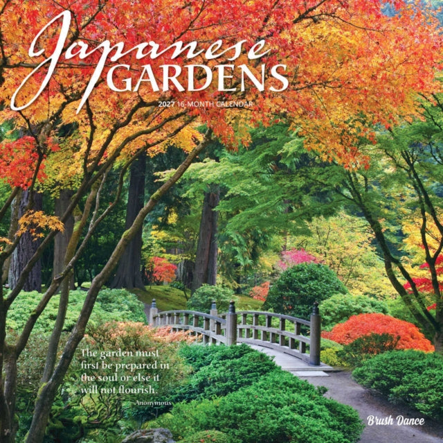 Japanese Gardens | 2027 12 x 24 Inch (Hanging) Monthly Square Wall Calendar | Plastic-Free | Brush Dance | Gardening Outdoor Home Country Nature cover