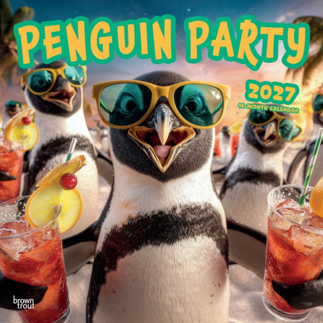 Penguin Party 2027 12 X 24 Inch (Hanging) Monthly Square Wall Calendar Plastic-Free Animal Crankers cover