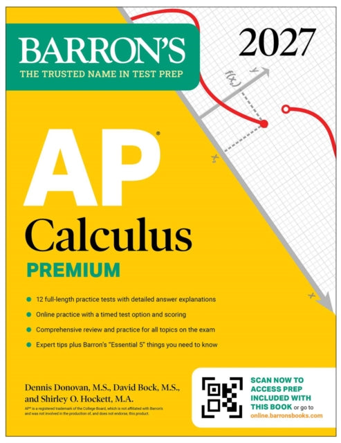 AP Calculus Premium, 2027: Prep Book with 12 Practice Tests + Comprehensive Review + Online Practice (Barron's AP Prep) cover