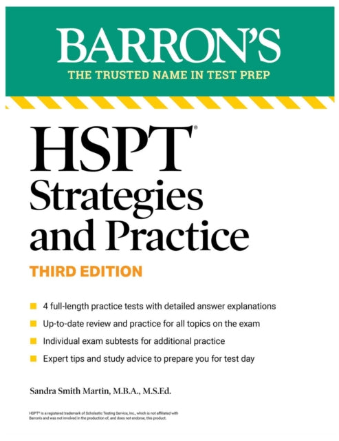 HSPT Strategies and Practice, Third Edition: Prep Book with 4 Practice Tests + Comprehensive Review + Practice + Strategies (Barron's Test Prep) cover