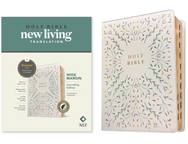 NLT Wide Margin Bible, Filament Enabled (LeatherLike, Grace & Bloom, Indexed, Red Letter) cover
