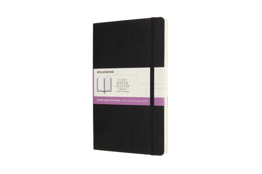 Moleskine Large Double Layout Plain and Ruled Softcover Notebook: Black