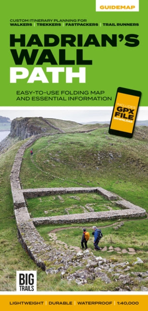 folded,Hadrian's Wall Path: Easy-to-use folding map and essential information, with custom itinerary planning for walkers, trekkers