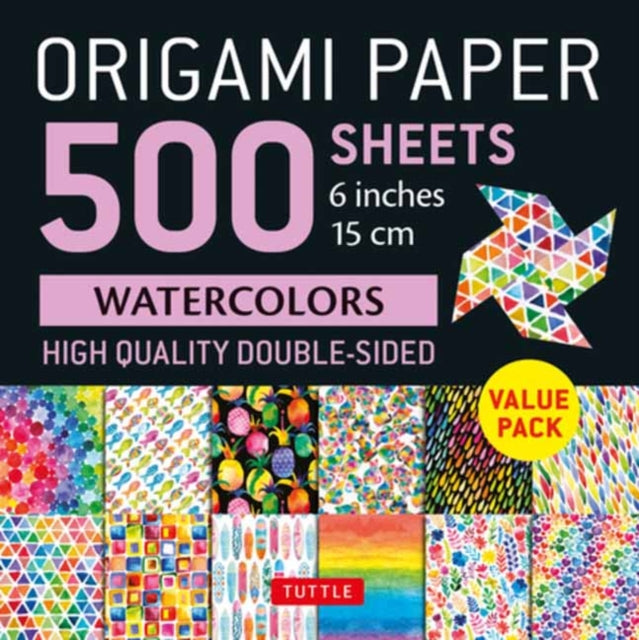Origami Paper 500 sheets Rainbow Watercolors 6" (15 cm): Tuttle Origami Paper: High-Quality Double-Sided Origami Sheets Printed with 12 Different Designs (Instructions for 5 Projects Included)