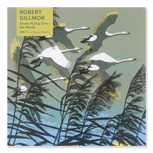 Adult Jigsaw Puzzle Robert Gillmor: Swans Flying over the Reeds (500 pieces): 500-piece Jigsaw Puzzles