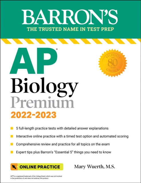 AP Biology Premium, 2022-2023: 5 Practice Tests + Comprehensive Review + Online Practice