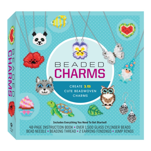 Beaded Charms Kit: Create 15 Cute Beadwoven Charms-Includes Everything You Need To Get Started! 48-page instruction book, over 1,500 glass cylinder beads, bead needle, beading thread, 2 earring findings, jump rings
