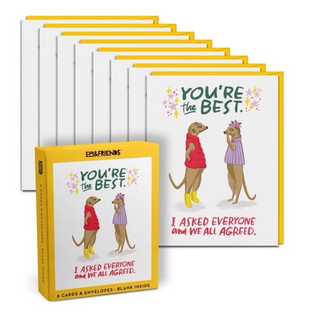 Em & Friends You're the Best Boxed Greeting Cards, Box of 8 Single Encouragement Cards