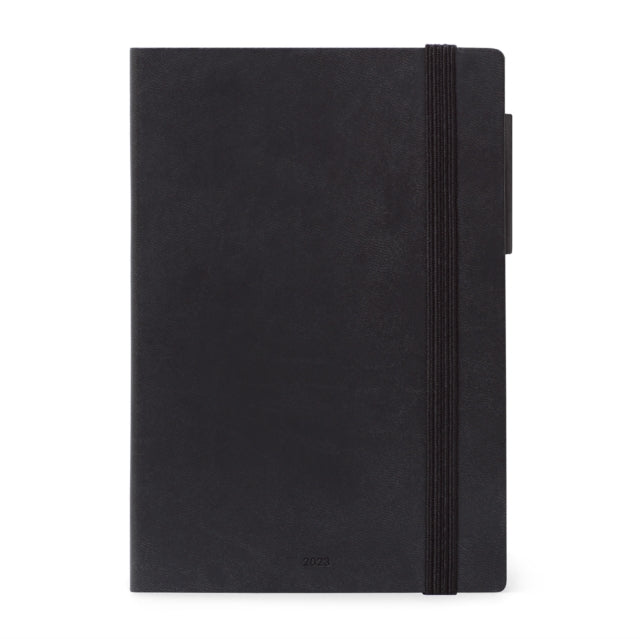 Medium Weekly Diary With Notebook 12 Month 2023 - Black