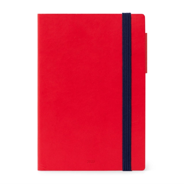 Medium Weekly Diary With Notebook 12 Month 2023 - Red