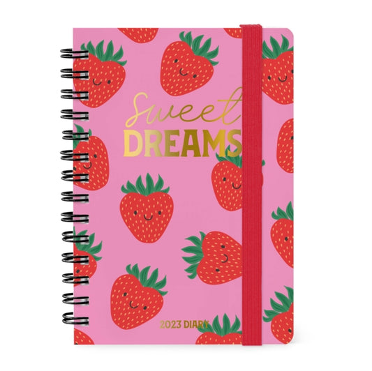 Small Weekly Spiral Bound Diary 12 Month 2023 - Strawberry