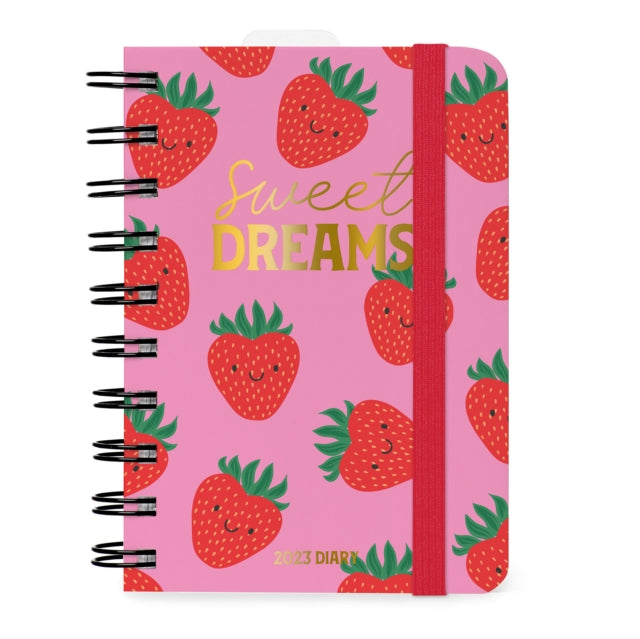 Small Daily Spiral Bound Diary 12 Month 2023 - Strawberry