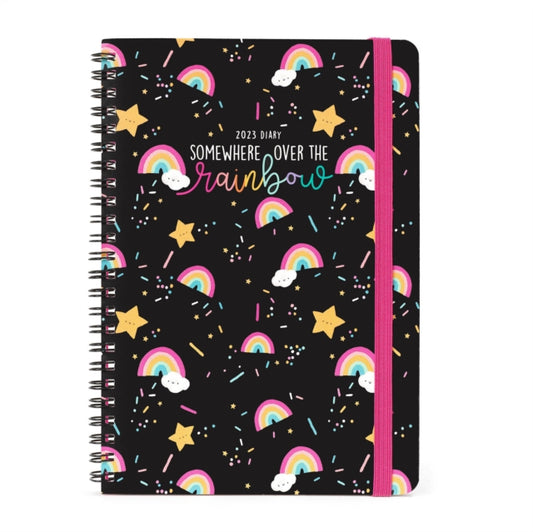 Large Weekly Spiral Bound Diary 12 Month 2023 - Rainbow