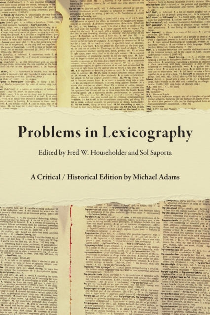 Problems in Lexicography: A Critical / Historical Edition