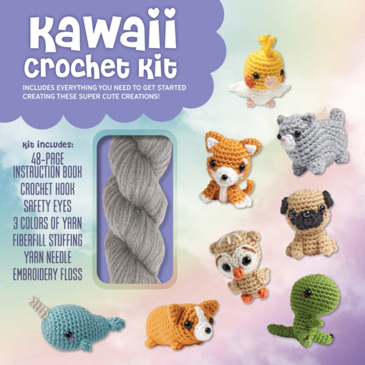 Kawaii Crochet Kit: Includes Everything you Need to Get Started Creating These Super Cute Creations!-Kit Includes: 48-page Instruction Book, Crochet Hook, Safety Eyes, 3 Colors of Yarn, Fiberfill Stuffing, Yarn Needle, Embroidery Floss