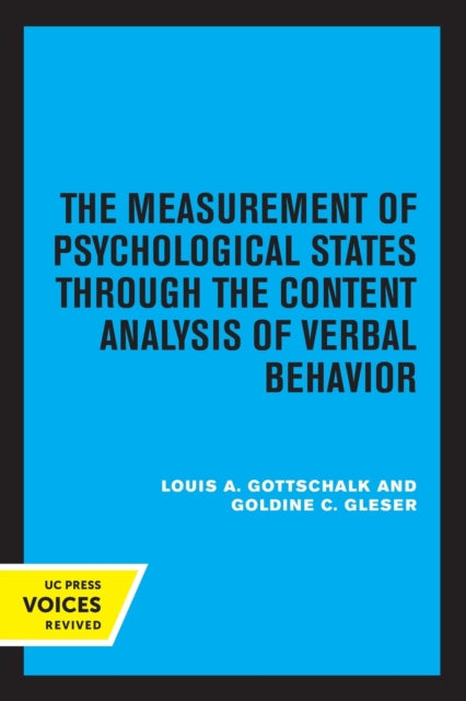 The Measurement of Psychological States Through the Content Analysis of Verbal Behavior