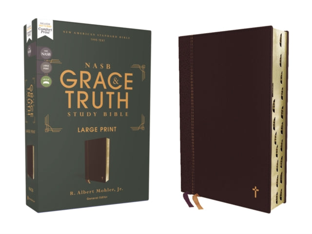 NASB, The Grace and Truth Study Bible, Large Print, Leathersoft, Maroon, Red Letter, 1995 Text, Thumb Indexed, Comfort Print