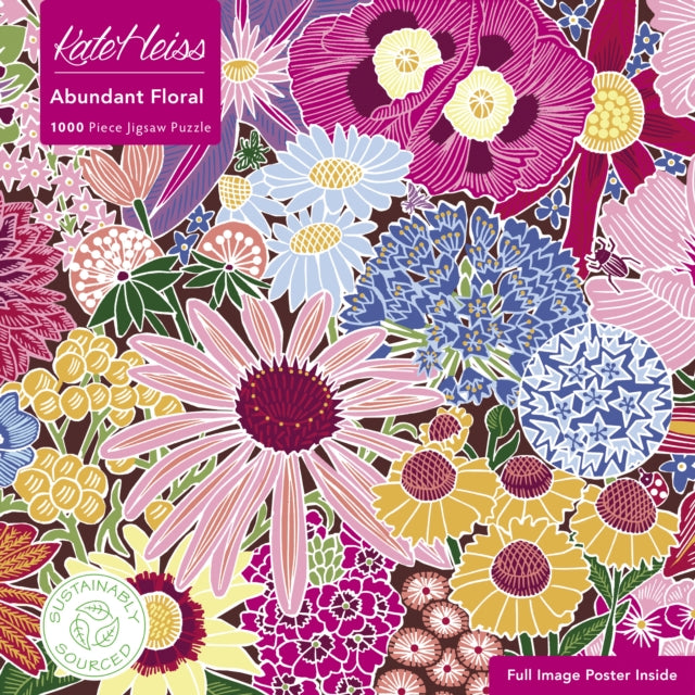 Adult Sustainable Jigsaw Puzzle Kate Heiss: Abundant Floral: 1000-pieces. Ethical, Sustainable, Earth-friendly