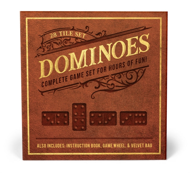 Dominoes: 28 Tile Set - Complete Game Set for Hours of Fun! Also Includes: Instruction Book, Game Wheel and Velvet Bag