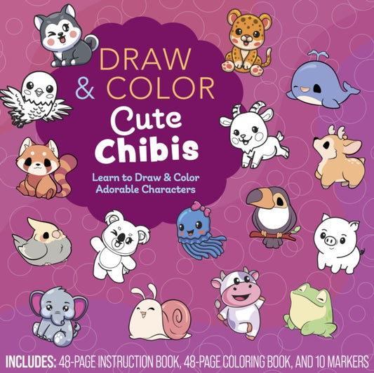 Draw and Color Cute Chibis: Learn to Draw and Color Adorable Characters - Includes: 48-page Instruction Book, 48-page Coloring Book, and 10 Markers