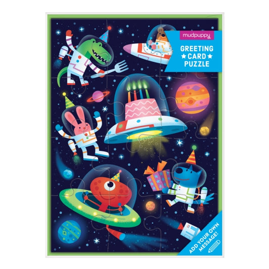 Cosmic Party Greeting Card Puzzle