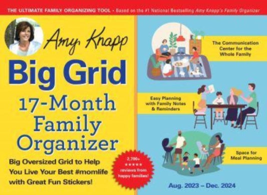 2024 Amy Knapp's Big Grid Family Organizer Wall Calendar: August 2023 - December 2024
