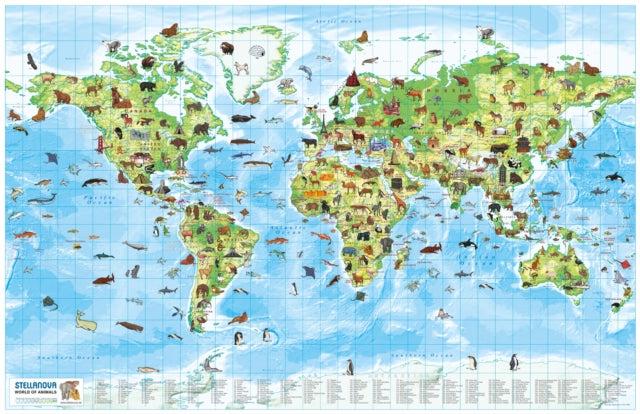 Children's Wall Map: World of Animals: Beautiful wall map ideal for a classroom or a bedroom