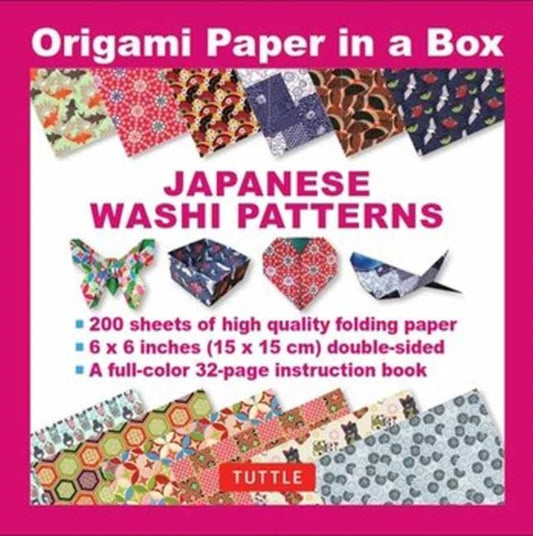 Origami Paper in a Box - Japanese Washi Patterns: 200 Sheets of Tuttle Origami Paper: 6x6 Inch Origami Paper Printed with 12 Different Patterns: 32-page Instructional Book of 10 Projects