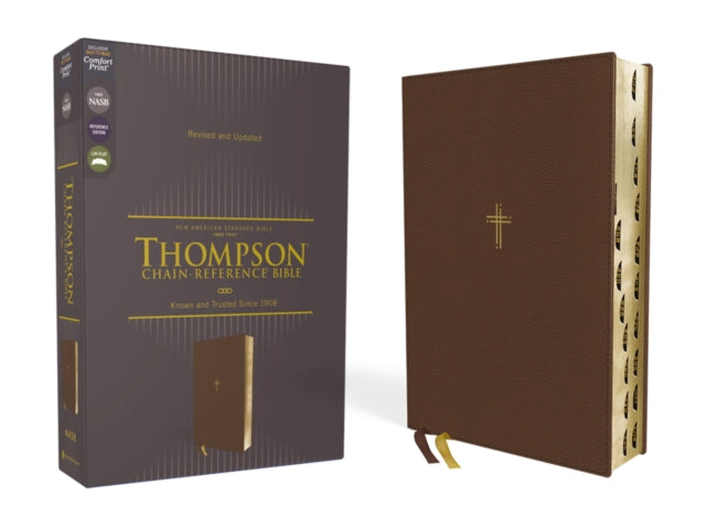 NASB, Thompson Chain-Reference Bible, Leathersoft, Brown, 1995 Text, Red Letter, Thumb Indexed, Comfort Print