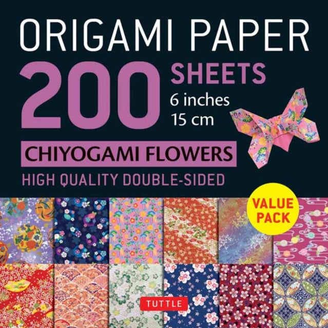 Origami Paper 200 sheets Chiyogami Flowers 6" (15 cm): Tuttle Origami Paper: Double Sided Origami Sheets Printed with 12 Different Designs (Instructions for 5 Projects Included)