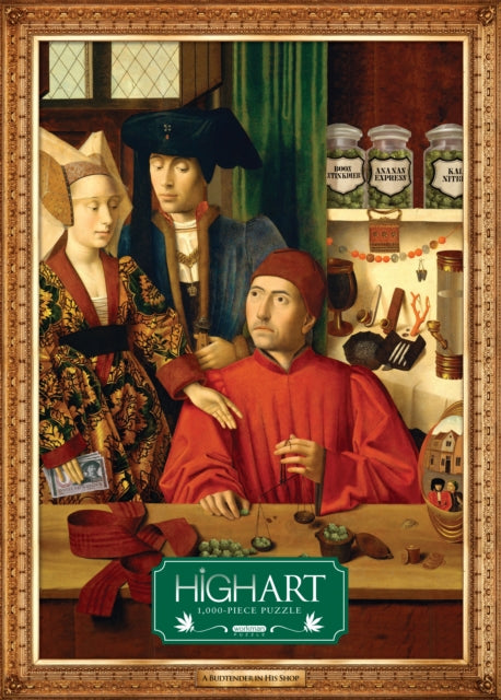High Art: A Budtender in His Shop 1,000-Piece Puzzle: for Adults Marijuana Humor Painting Parody Gift Jigsaw 26 3/8" x 18 7/8"