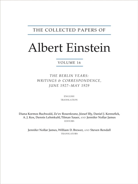 Collected Papers of Albert Einstein, Volume 16 (Translation Supplement): The Berlin Years / Writings & Correspondence / June 1927-May 1929