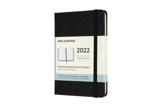 Moleskine 2022 12-Month Monthly Pocket Hardcover Notebook: Black