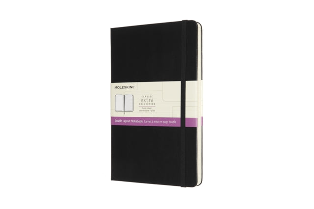 Moleskine Large Double Layout Plain and Ruled Hardcover Notebook: Black