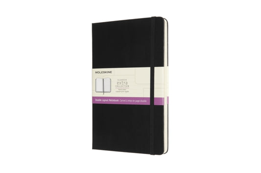 Moleskine Large Double Layout Plain and Ruled Hardcover Notebook: Black