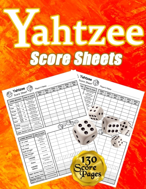 Yahtzee Score Sheets: 130 Pads for Scorekeeping, Yahtzee Score Pads, Yahtzee Score Cards with Size 8.5 x 11 inches