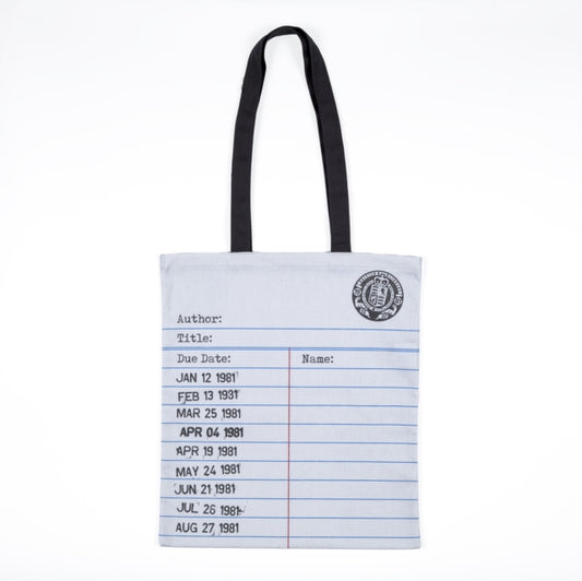 Library Card Cotton Tote Bag - Grey