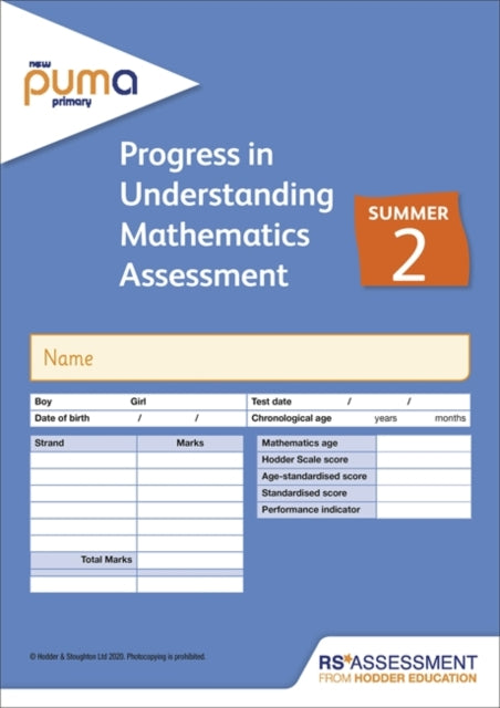 New PUMA Test 2, Summer PK10 (Progress in Understanding Mathematics Assessment)