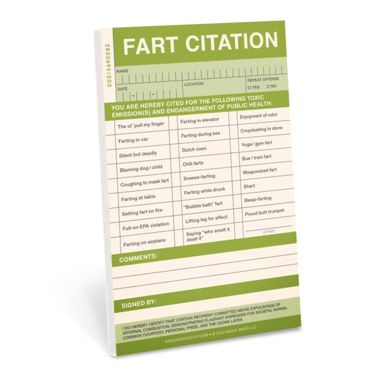 Knock Knock Fart Sticky Citation Pad