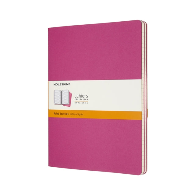 Set Of 3 Moleskine Extra Large Ruled Cahier Journals: Kinetic Pink