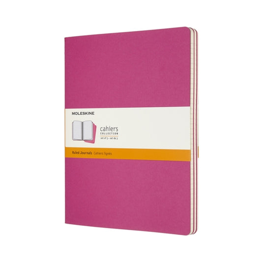 Set Of 3 Moleskine Extra Large Ruled Cahier Journals: Kinetic Pink