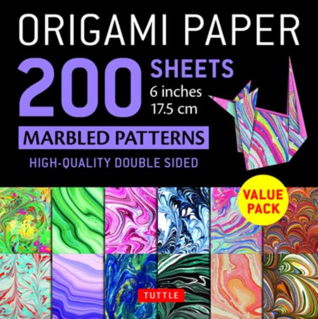 Origami Paper 200 sheets Marbled Patterns 6" (15 cm): Tuttle Origami Paper: High-Quality Double Sided Origami Sheets Printed with 12 Different Patterns (Instructions for 6 Projects Included)