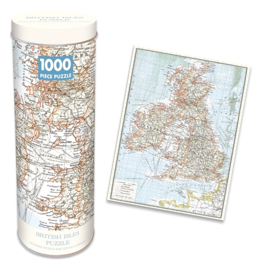 Vintage British Isles Map 1000 Piece Jigsaw in a Tin