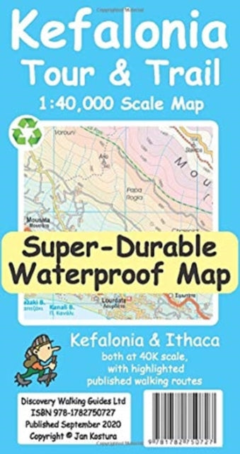 folded,Kefalonia Tour and Trail Map